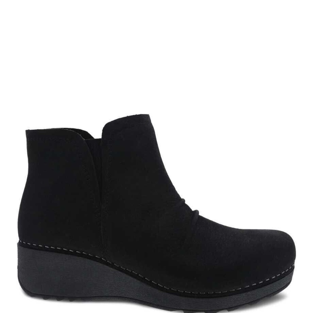 NEW in Box! Dansko Women's Caley Black Milled Nubuck Boot Wedge EU 38 US 7.5/8